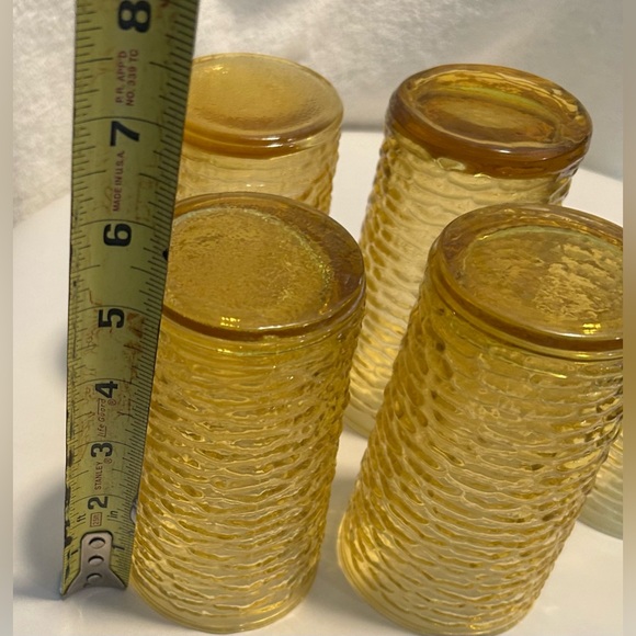 Vintage Anchor Hocking Gold Highball Tumbler 4 Piece Set With 3 Juice Glasses - Picture 9 of 10